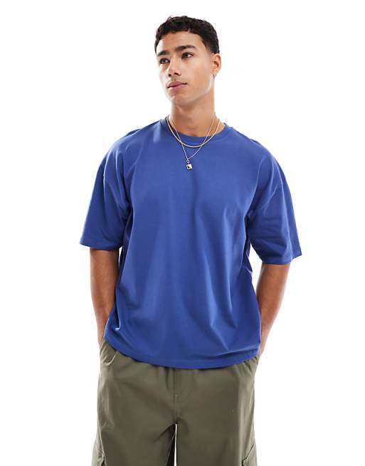 ASOS DESIGN Boxy Oversized T-shirt With Celestial Graphic In Blue