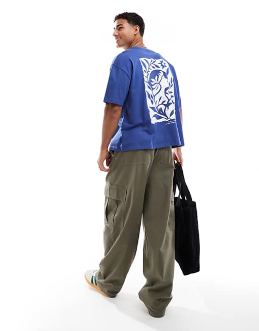 ASOS DESIGN boxy oversized t-shirt with celestial graphic in blue