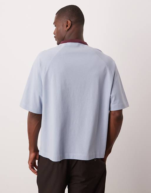 ASOS DESIGN Boxy Oversized T-shirt With City Graphic In Light Blue