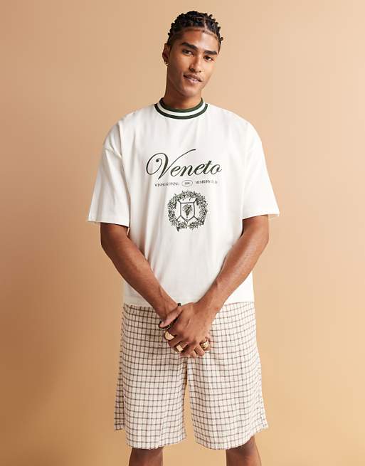 ASOS DESIGN boxy oversized t-shirt with city graphic in off white