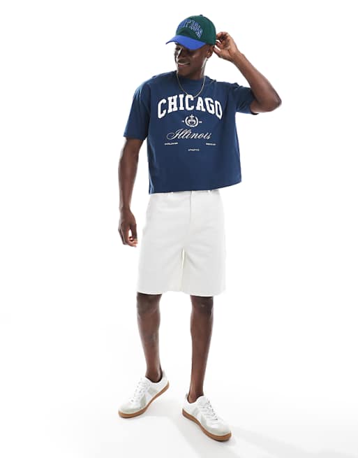 ASOS DESIGN Boxy Oversized T-shirt With City Graphic In Navy