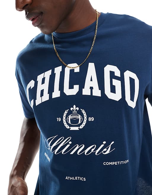 ASOS DESIGN Boxy Oversized T-shirt With City Graphic In Navy
