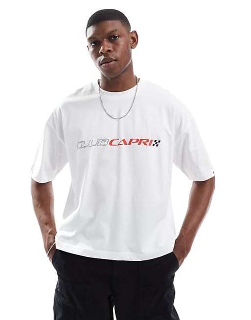 ASOS DESIGN boxy oversized t-shirt with city graphic in white