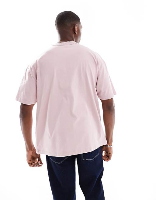 ASOS DESIGN Boxy Oversized T-shirt With City Text Applique In Light Pink