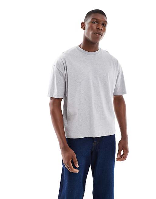 ASOS DESIGN Boxy Oversized T-shirt With Drink Graphic In Grey Marl