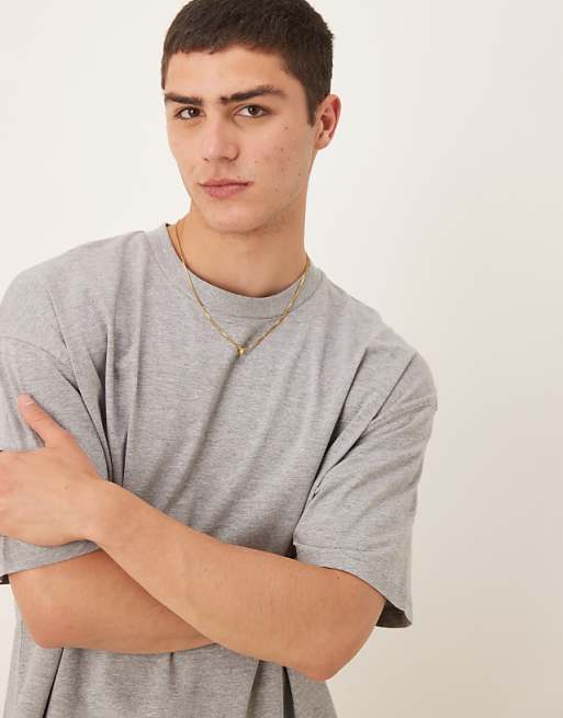 ASOS DESIGN Boxy Oversized T-shirt With Drink Graphic In White Marl