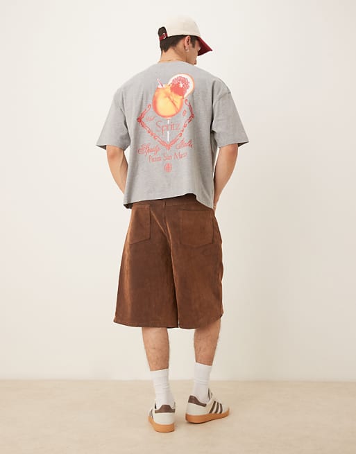 ASOS DESIGN Boxy Oversized T-shirt With Drink Graphic In White Marl