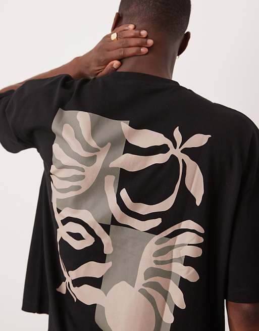 ASOS DESIGN Boxy Oversized T-shirt With Floral Graphic In Black