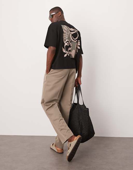 ASOS DESIGN Boxy Oversized T-shirt With Floral Graphic In Black