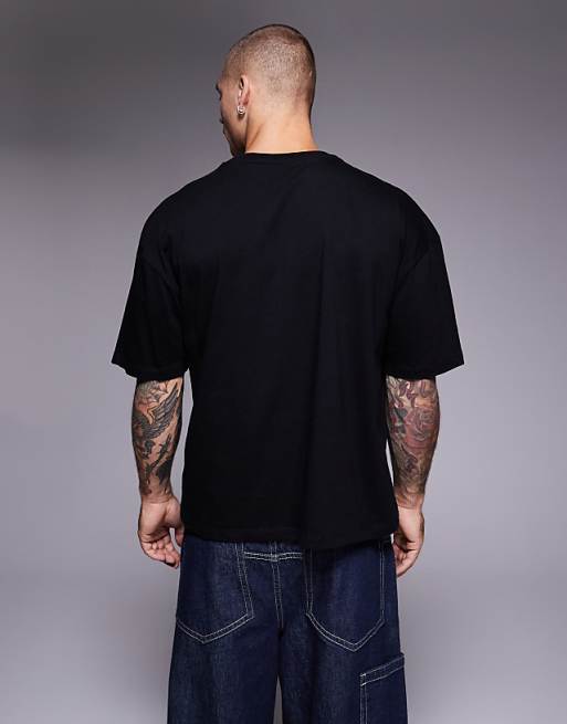 ASOS DESIGN Boxy Oversized T-shirt With Floral Graphic In Black