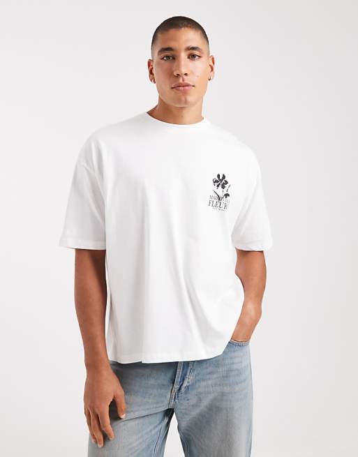 ASOS DESIGN Boxy Oversized T-shirt With Floral Graphic In White