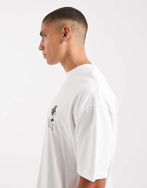 ASOS DESIGN Boxy Oversized T-shirt With Floral Graphic In White