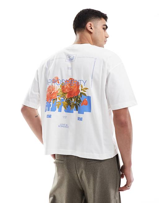 ASOS DESIGN Boxy Oversized T-shirt With Floral Graphic In White