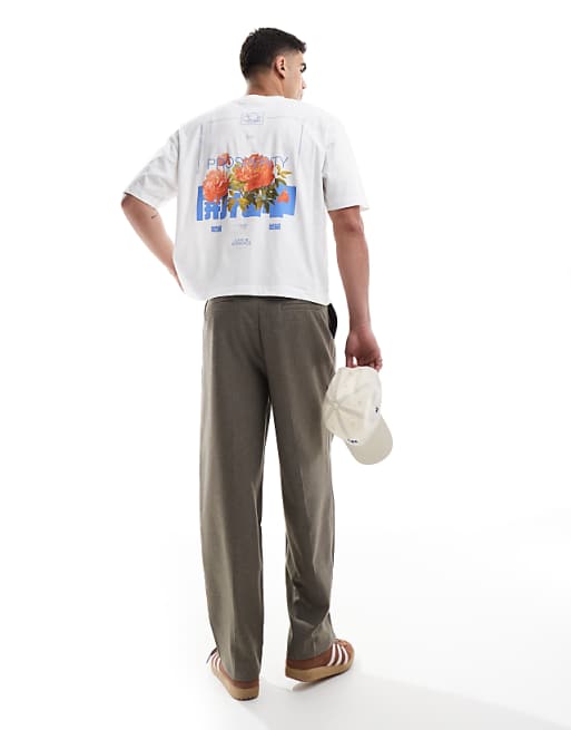 ASOS DESIGN boxy oversized t-shirt with floral graphic in white