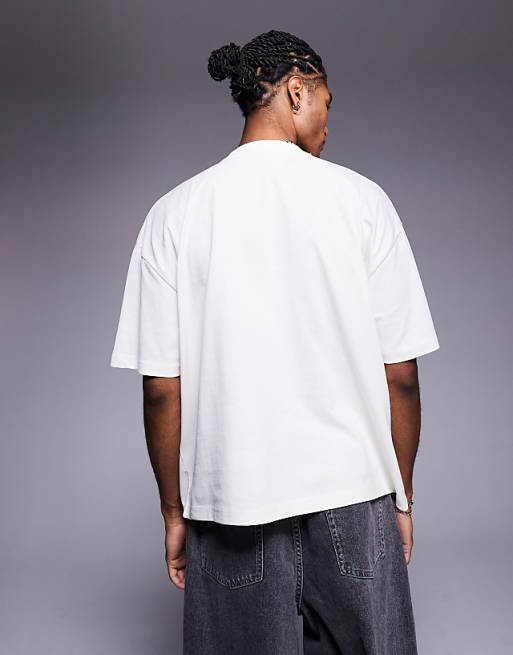 ASOS DESIGN Boxy Oversized T-shirt With Flower Graphic In Off White