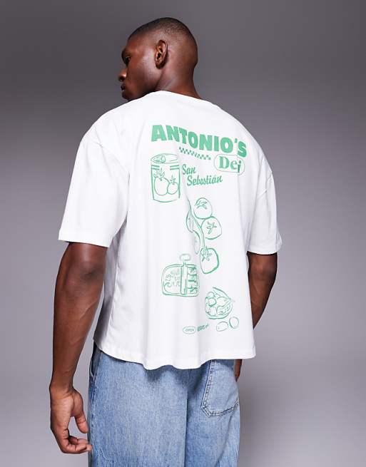 ASOS DESIGN boxy oversized t-shirt with food graphic in white