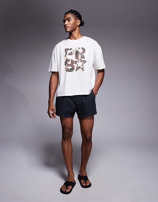 ASOS DESIGN Boxy Oversized T-shirt With Front Print In Off White