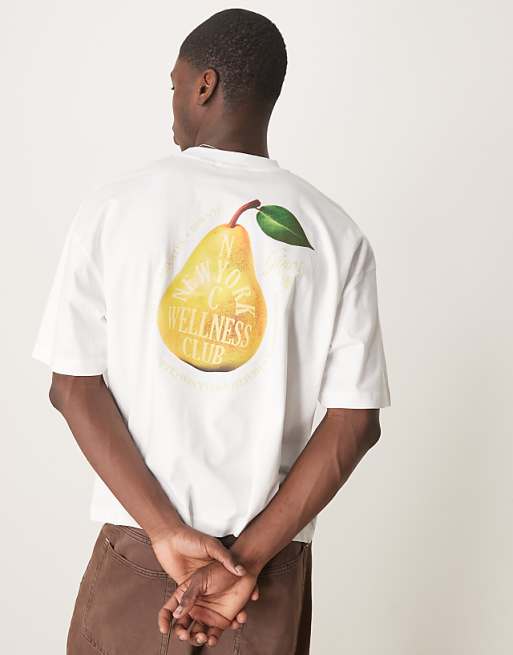 ASOS DESIGN boxy oversized t-shirt with fruit graphic in white