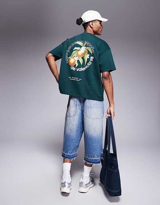 ASOS DESIGN Boxy Oversized T-shirt With High Summer Graphic In Dark Green