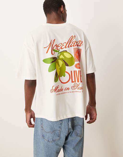ASOS DESIGN boxy oversized t-shirt with high summer graphic in off white