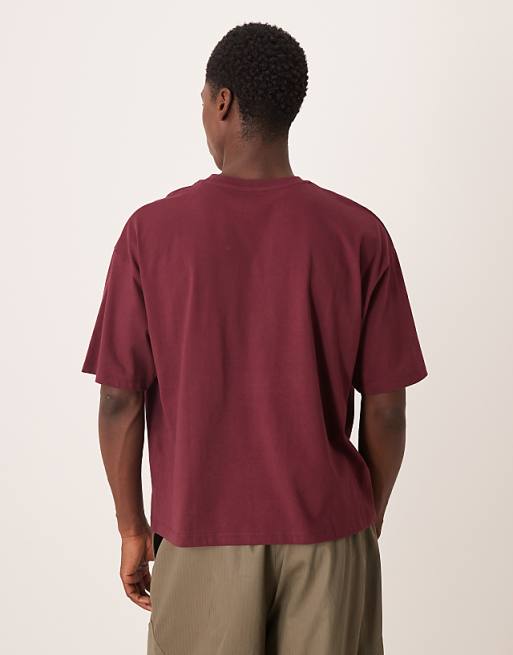 ASOS DESIGN Boxy Oversized T-shirt With New York Graphic In Burgundy
