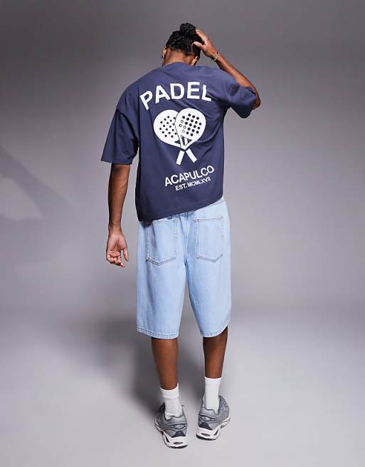 ASOS DESIGN Boxy Oversized T-shirt With Padel Graphic In Navy