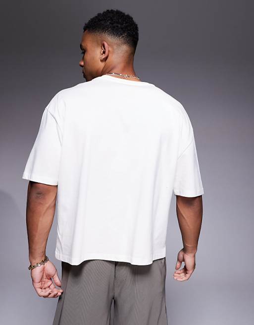 ASOS DESIGN Boxy Oversized T-shirt With Palm Tree Graphic In Off White