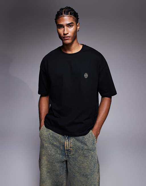 ASOS DESIGN Boxy Oversized T-shirt With Pizza Graphic In Black