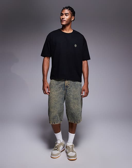 ASOS DESIGN Boxy Oversized T-shirt With Pizza Graphic In Black