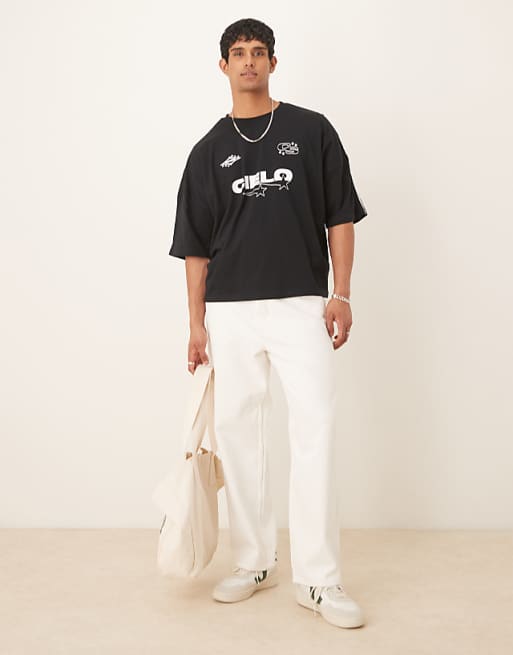 ASOS DESIGN Boxy Oversized T-shirt With Print In Black