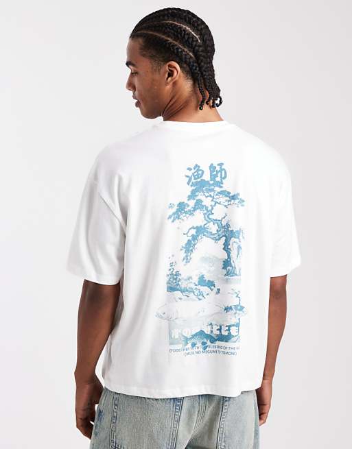ASOS DESIGN boxy oversized t-shirt with scenic graphic in white