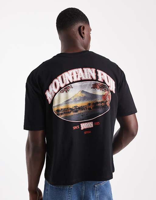 ASOS DESIGN boxy oversized t-shirt with scenic print in black