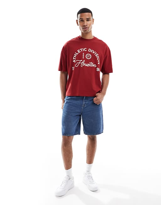 ASOS DESIGN Boxy Oversized T-shirt With Sport Graphic In Red