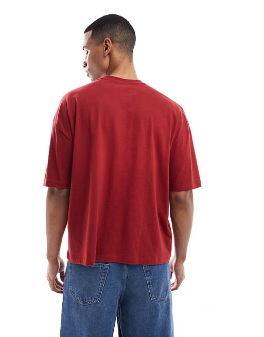 ASOS DESIGN Boxy Oversized T-shirt With Sport Graphic In Red