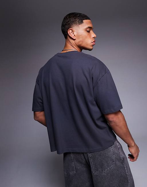 ASOS DESIGN Boxy Oversized T-shirt With Sports Graphic In Charcoal