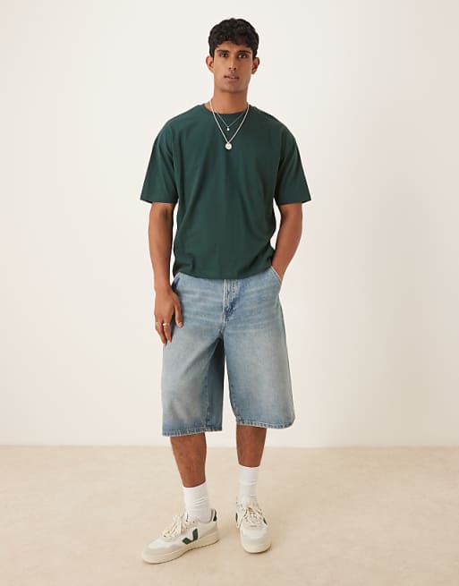 ASOS DESIGN Boxy Oversized T-shirt With Summer Graphic In Dark Green