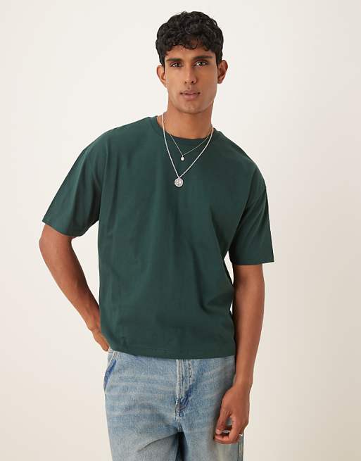 ASOS DESIGN Boxy Oversized T-shirt With Summer Graphic In Dark Green