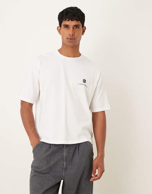 ASOS DESIGN Boxy Oversized T-shirt With Text Graphic In White