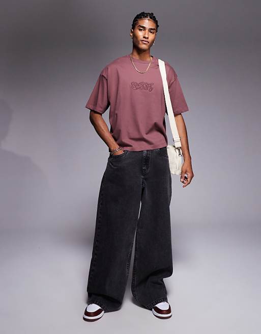 ASOS DESIGN Boxy Oversized T-shirt With Text Graphic In Brown
