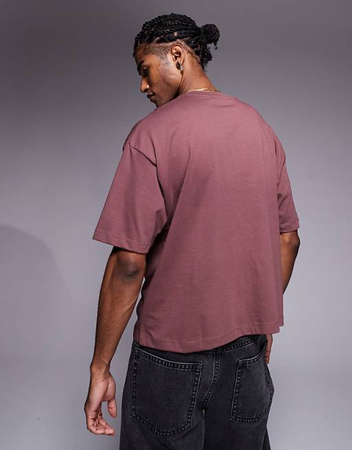 ASOS DESIGN Boxy Oversized T-shirt With Text Graphic In Brown