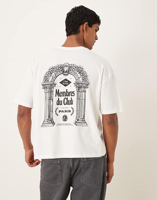 ASOS DESIGN boxy oversized t-shirt with text graphic in white