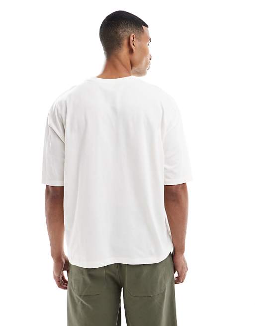 ASOS DESIGN Boxy Oversized T-shirt With Varsity Graphic In Off White