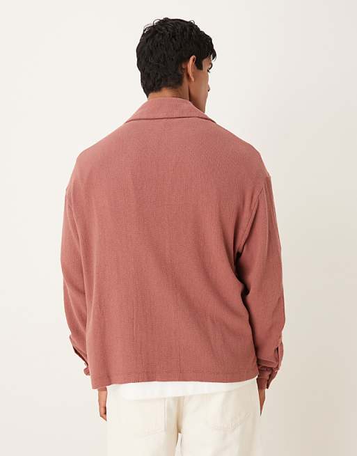 ASOS DESIGN Boxy Oversized Textured Shirt In Rust