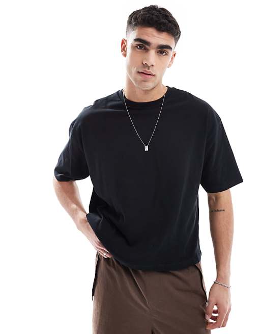 ASOS DESIGN Boxy Oversized Tshirt With Sports Graphic In Black