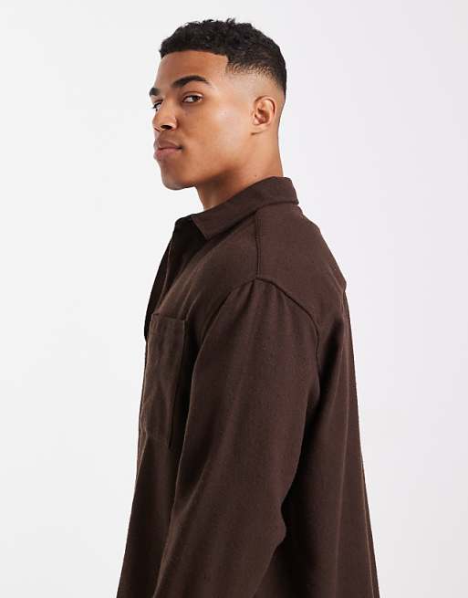 ASOS DESIGN Boxy Oversized Vintage Look Flannel Shirt In Brown