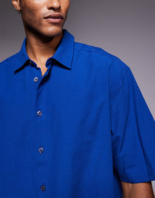 ASOS DESIGN Boxy Oversized With Back Embroidery In Blue