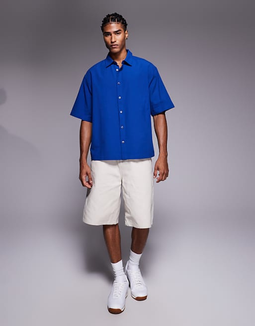 ASOS DESIGN Boxy Oversized With Back Embroidery In Blue