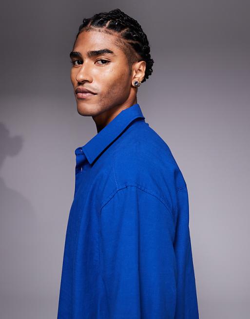 ASOS DESIGN Boxy Oversized With Back Embroidery In Blue
