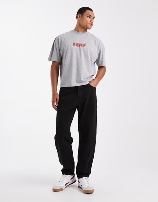 ASOS DESIGN Boxy Oversized With Dumplings Graphic In Grey Marl
