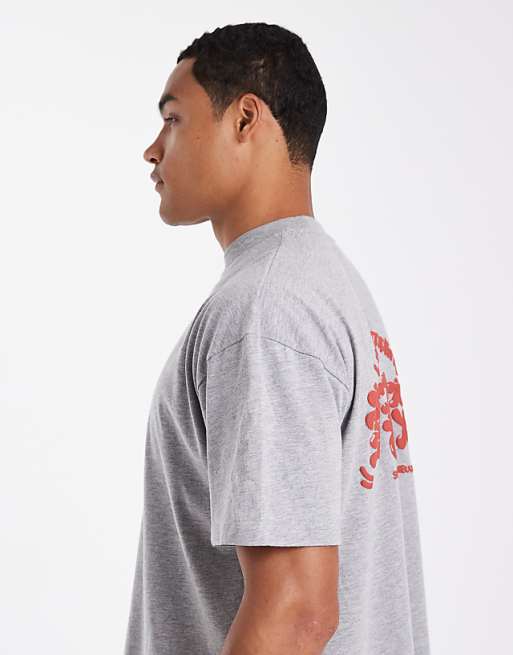 ASOS DESIGN Boxy Oversized With Dumplings Graphic In Grey Marl